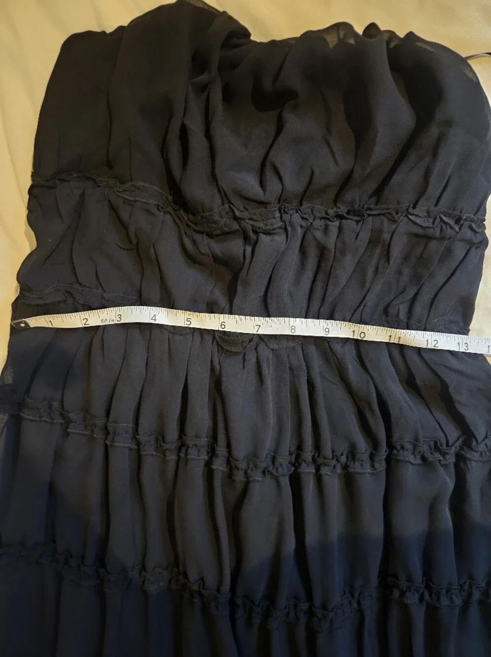 Abercrombie & Fitch Strapless Ruffle Maxi Dress